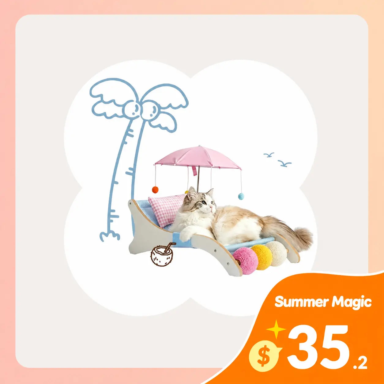 Summer Beach Lounge Cat Bed