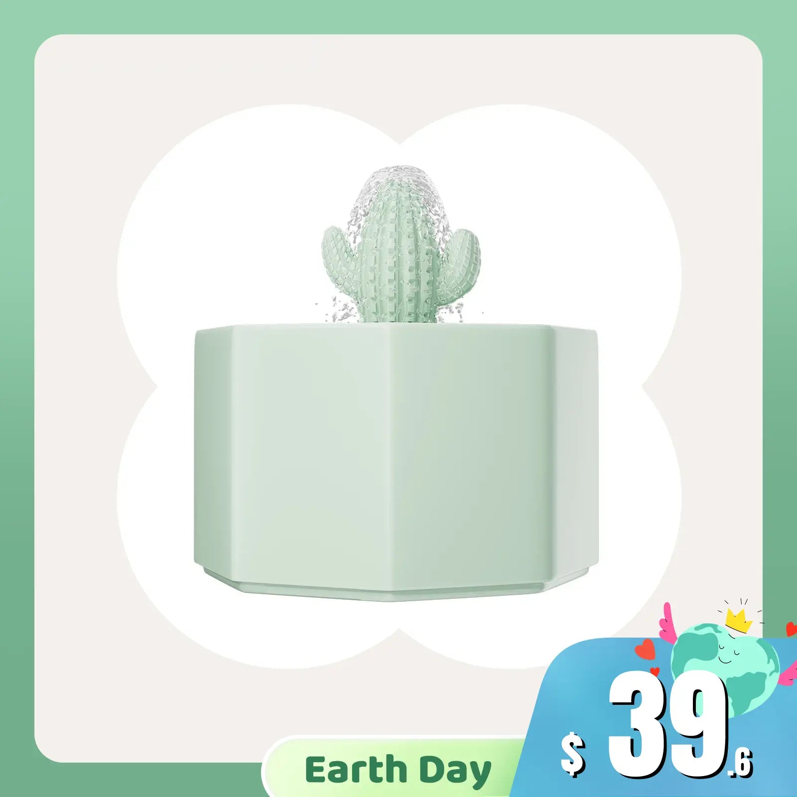 50oz/1.5L Cactus Style Cat Water Fountain