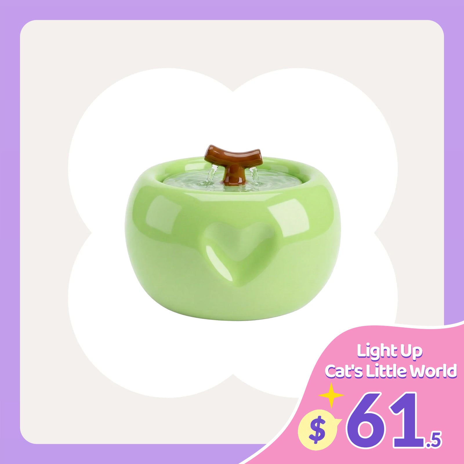 Love Apple Cat Bowl &amp; Fountain Set