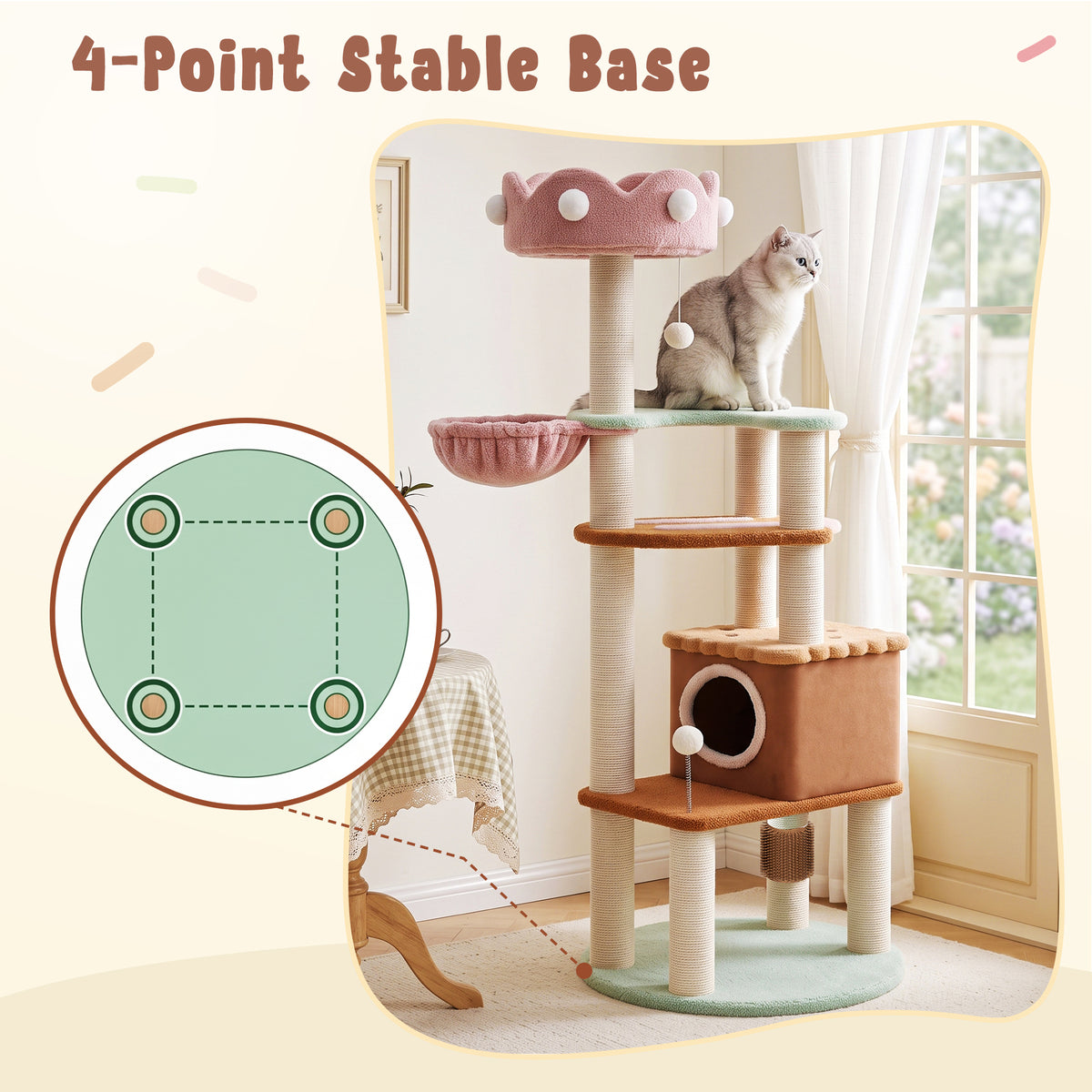 63" Large Decorative Ice Cream Multi-Level Cat Tree