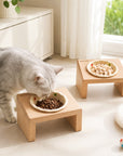 Elevated Wooden Cat Bowl