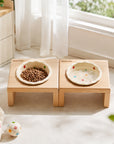 Elevated Wooden Cat Bowl