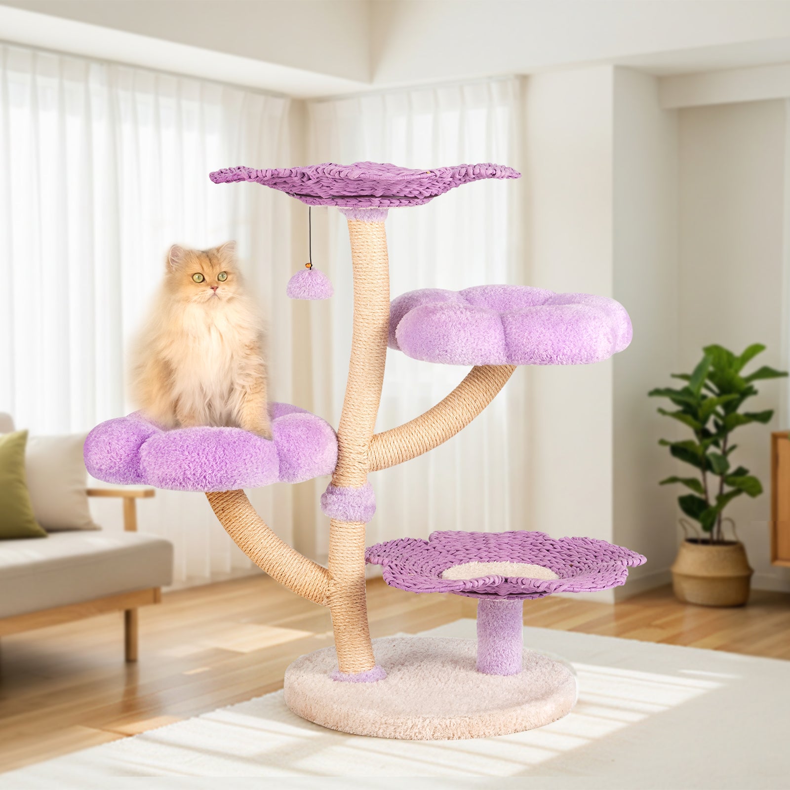 ハワイアンフラワーｉｎキャット Purple Woven Flower Cat Tree – Happy & Polly