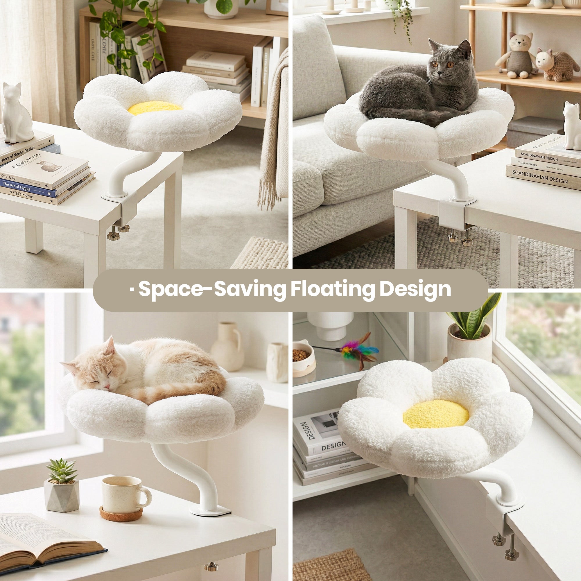 Cozy Flower Desk Cat Bed