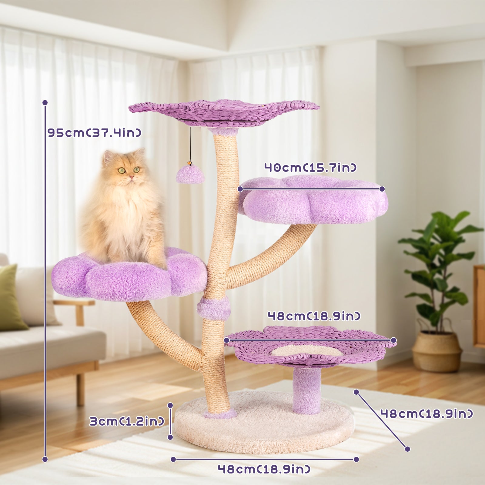 Purple Woven Flower Cat Tree – Happy & Polly
