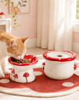 3.4oz Mushroom Picnic Ceramic Cat Bowl