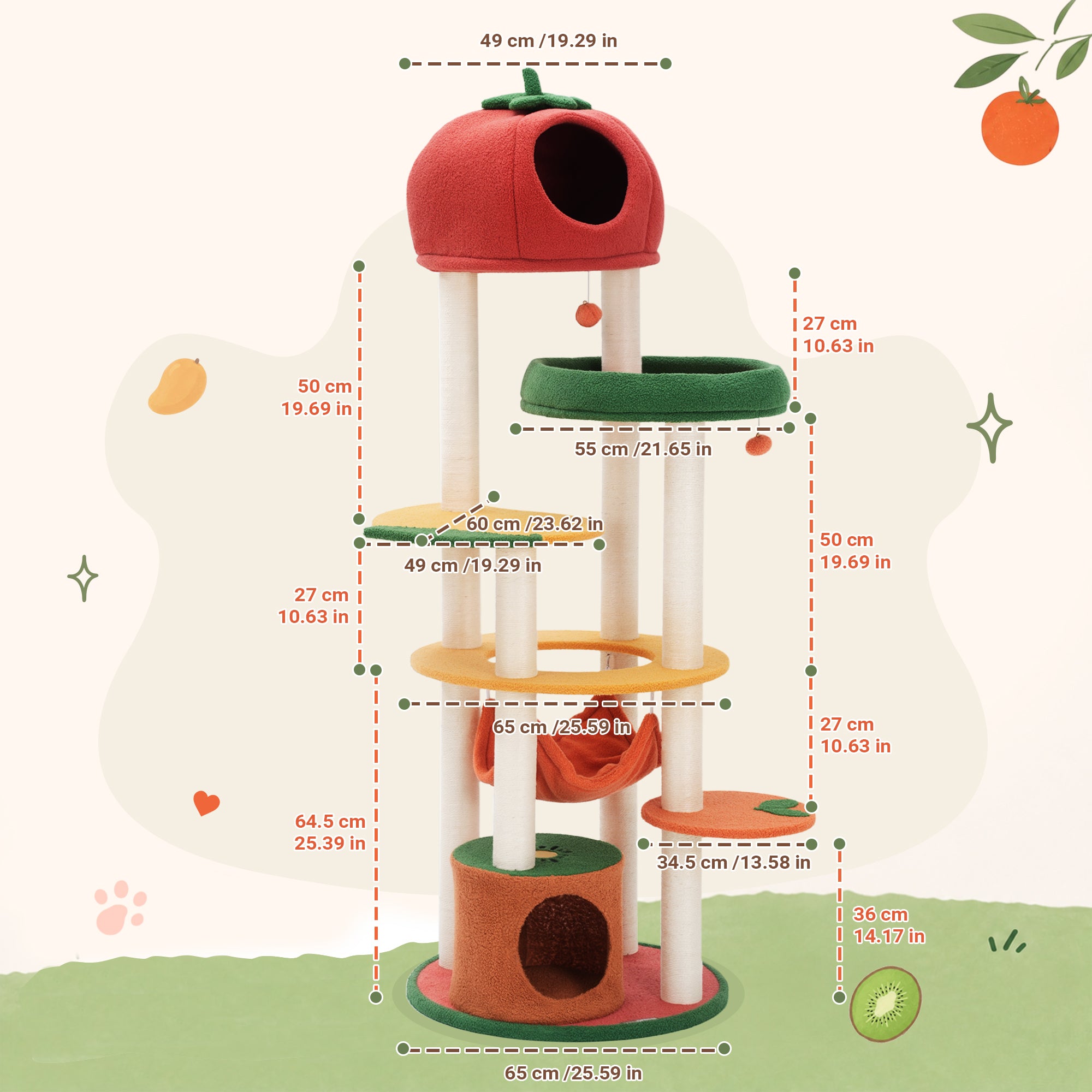 71" Fruit World Multi-Cat Tree