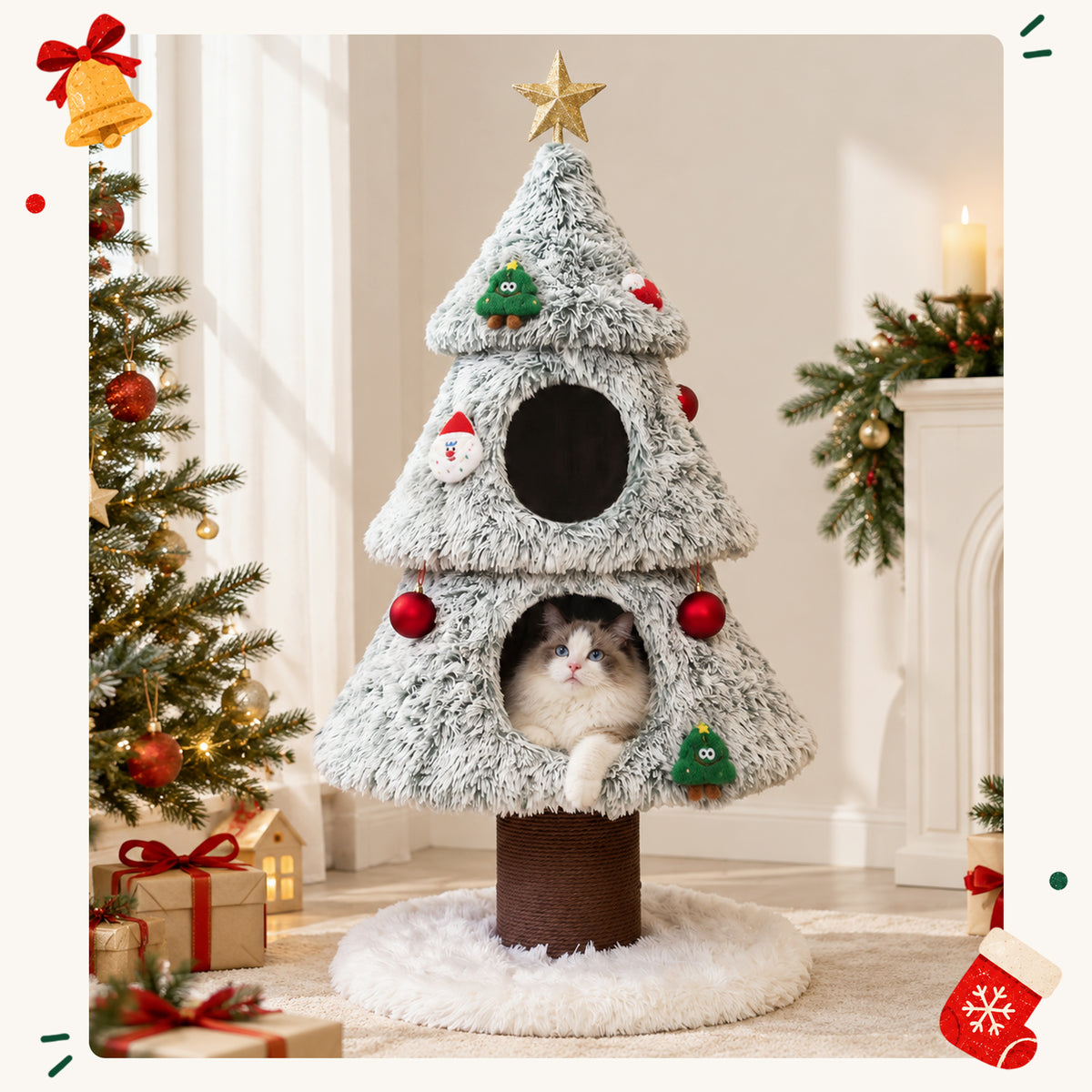 47.2" Decorative Vertical Christmas Tree-Style Cat Tree