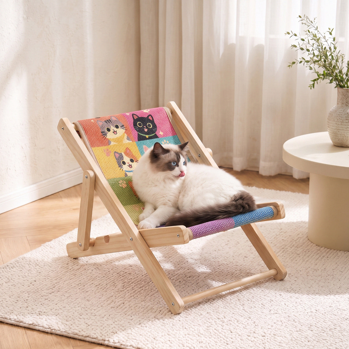 Foldable Cat Lounge Chair With Scratching Surface