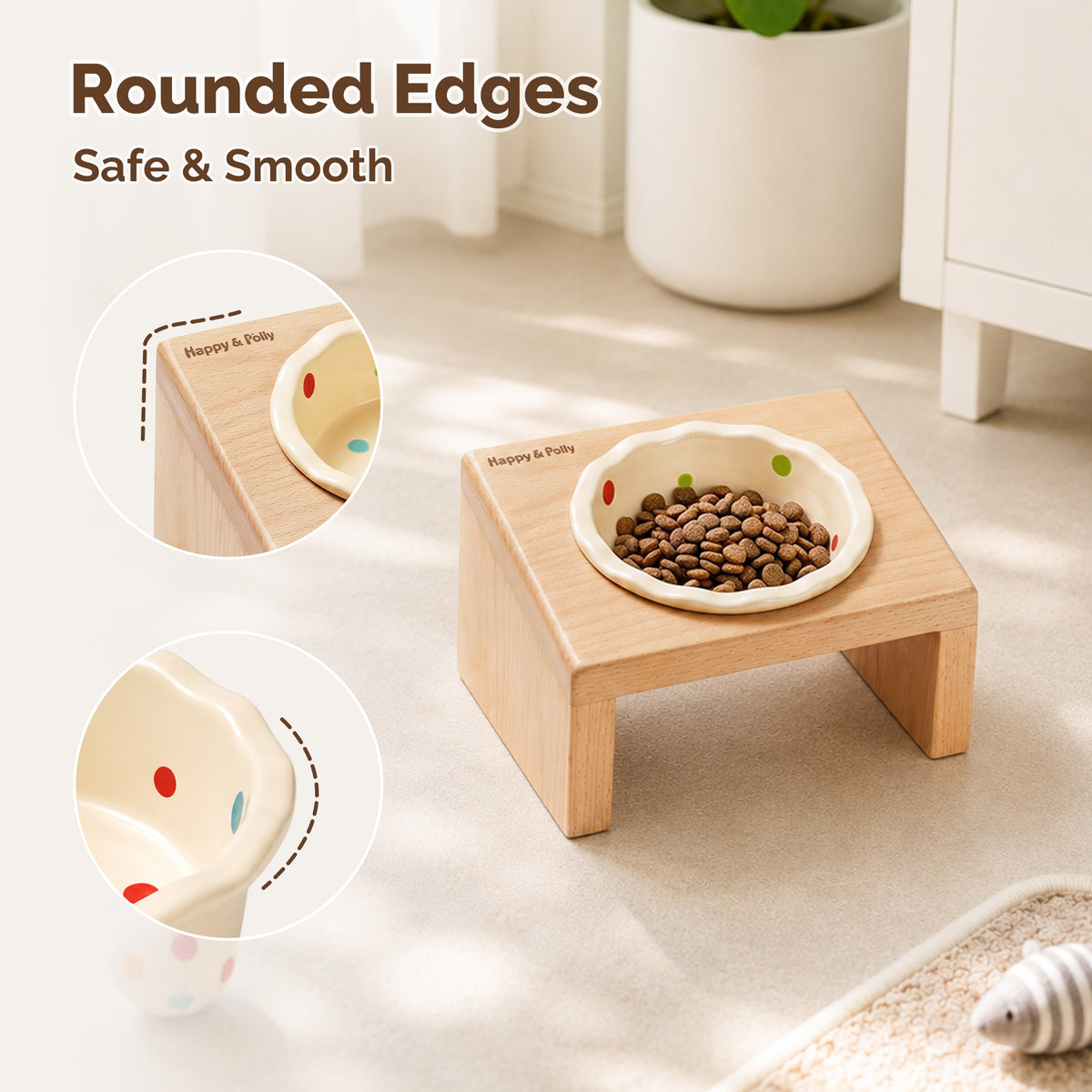 Elevated Wooden Cat Bowl