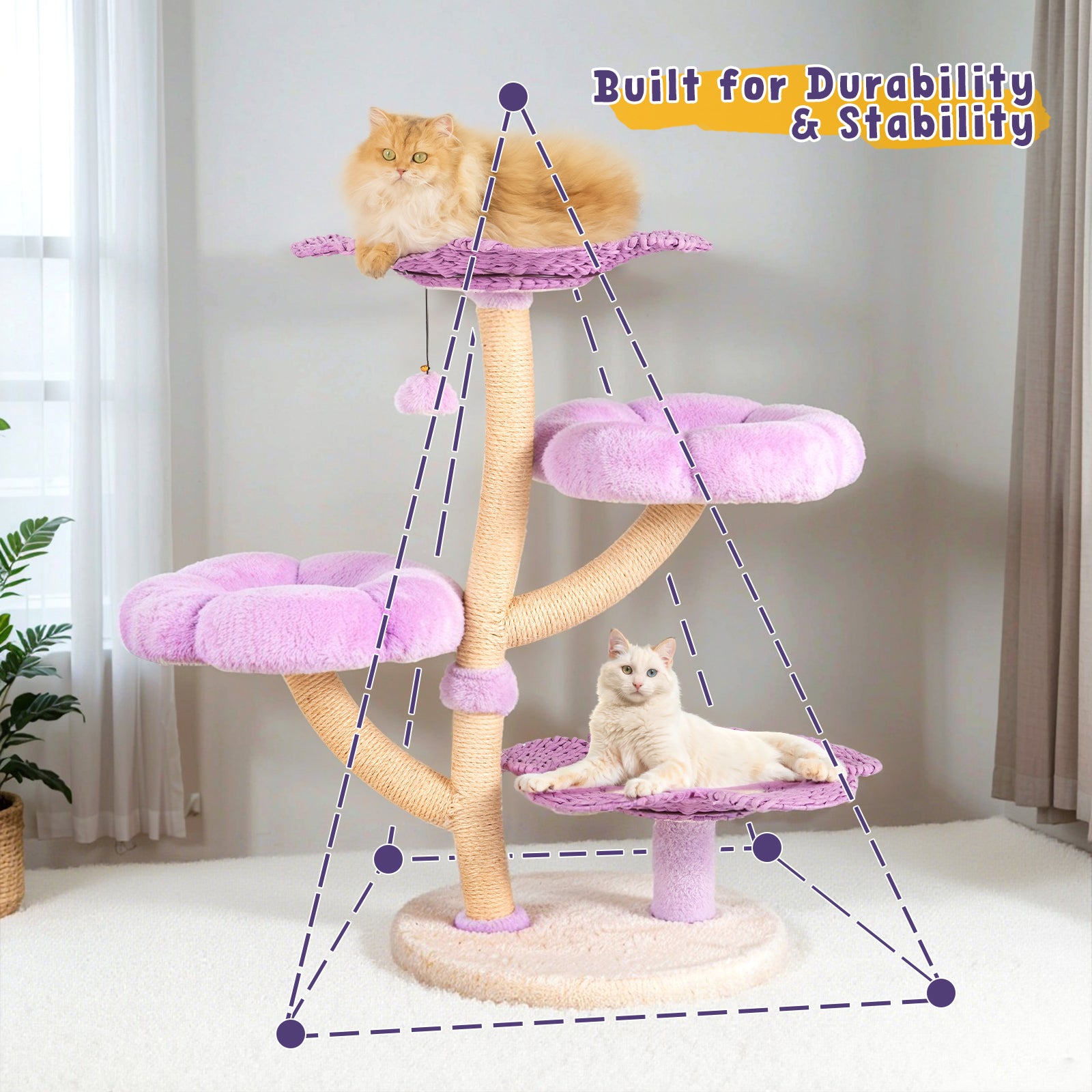 Purple Woven Flower Cat Tree – Happy & Polly
