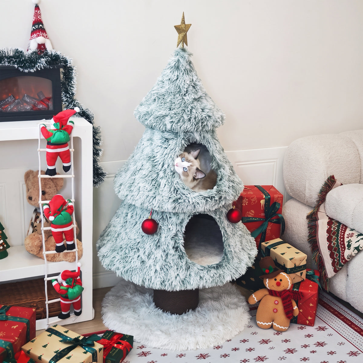 47.2" Decorative Vertical Christmas Tree-Style Cat Tree