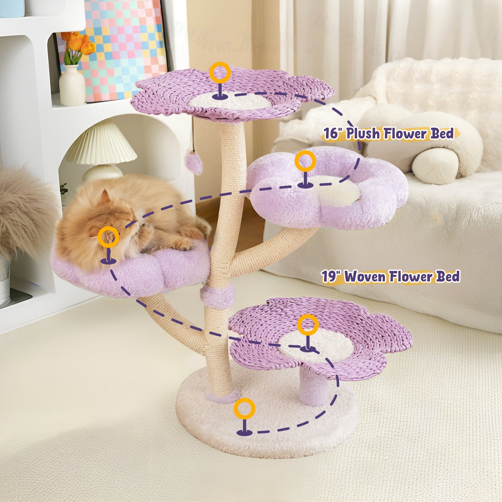 Purple Woven Flower Cat Tree – Happy & Polly