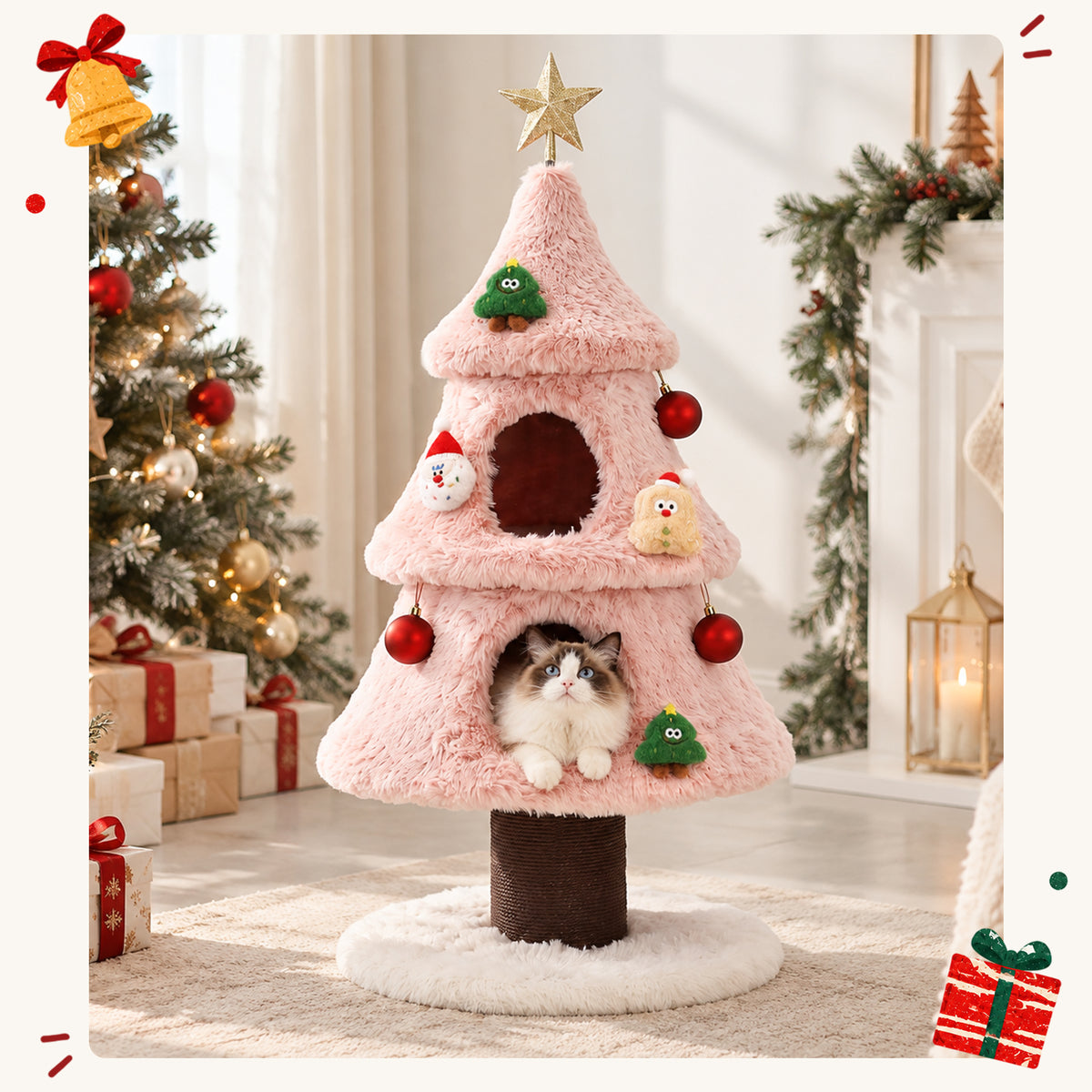 47.2" Decorative Vertical Christmas Tree-Style Cat Tree
