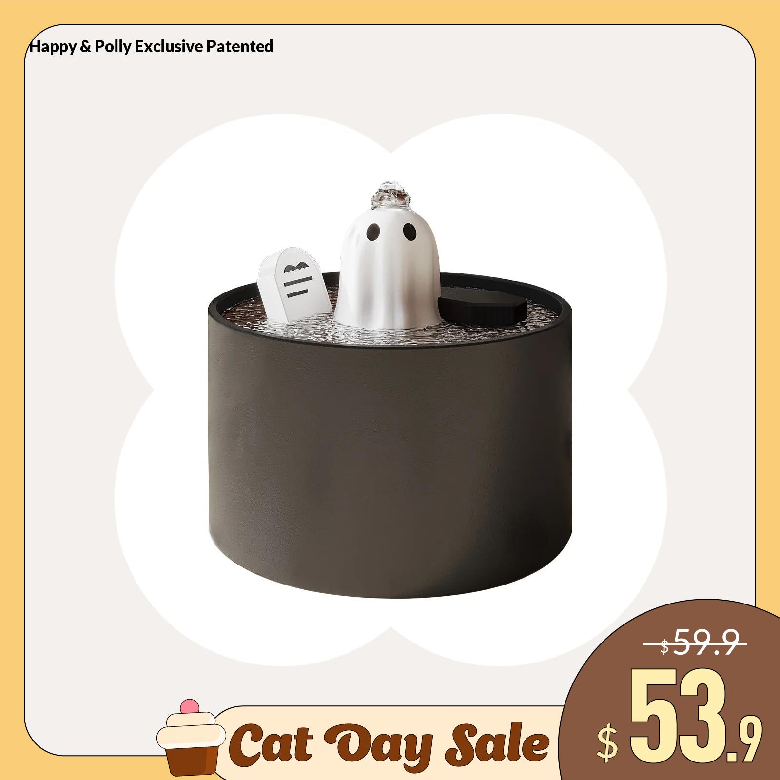 50oz/1.5L Ghost Drinking Fountain-Elevate Your Cat's Hydration