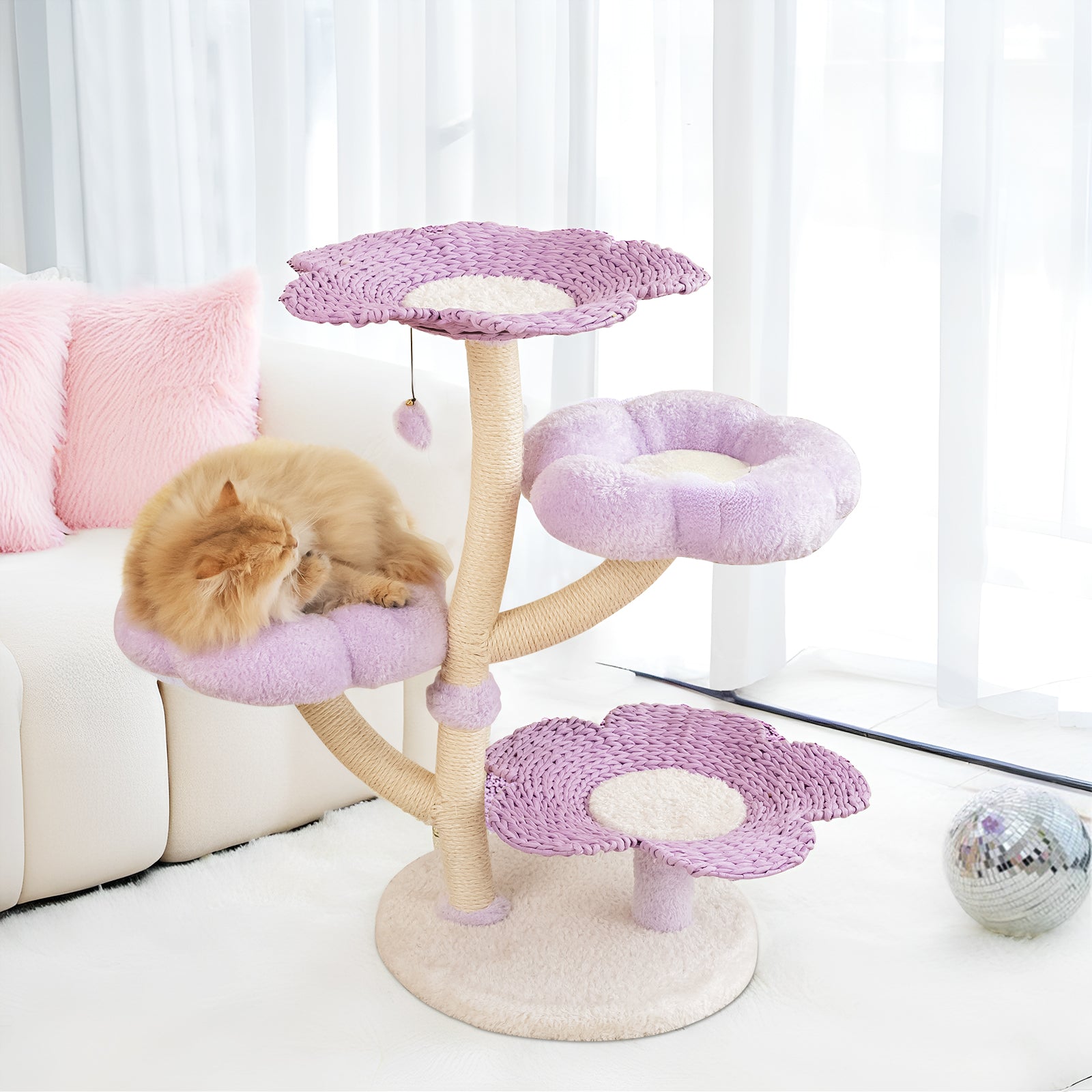 Purple Woven Flower Cat Tree