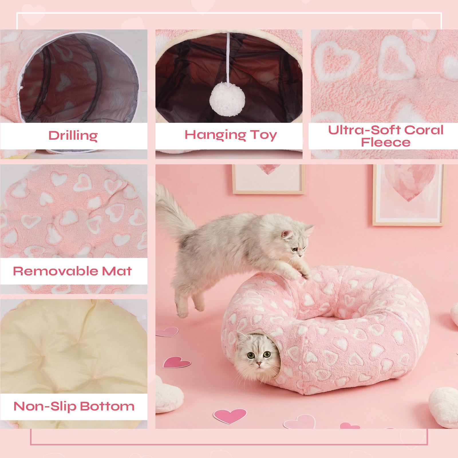 Sweetheart Snuggle Cat Tunnel Bed