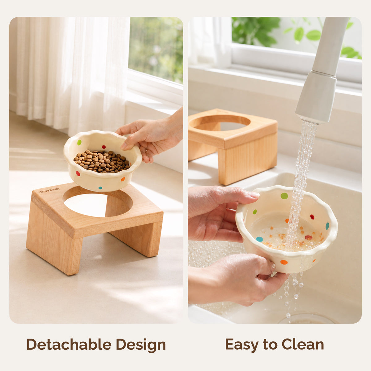 Elevated Wooden Cat Bowl