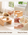 Elevated Wooden Cat Bowl