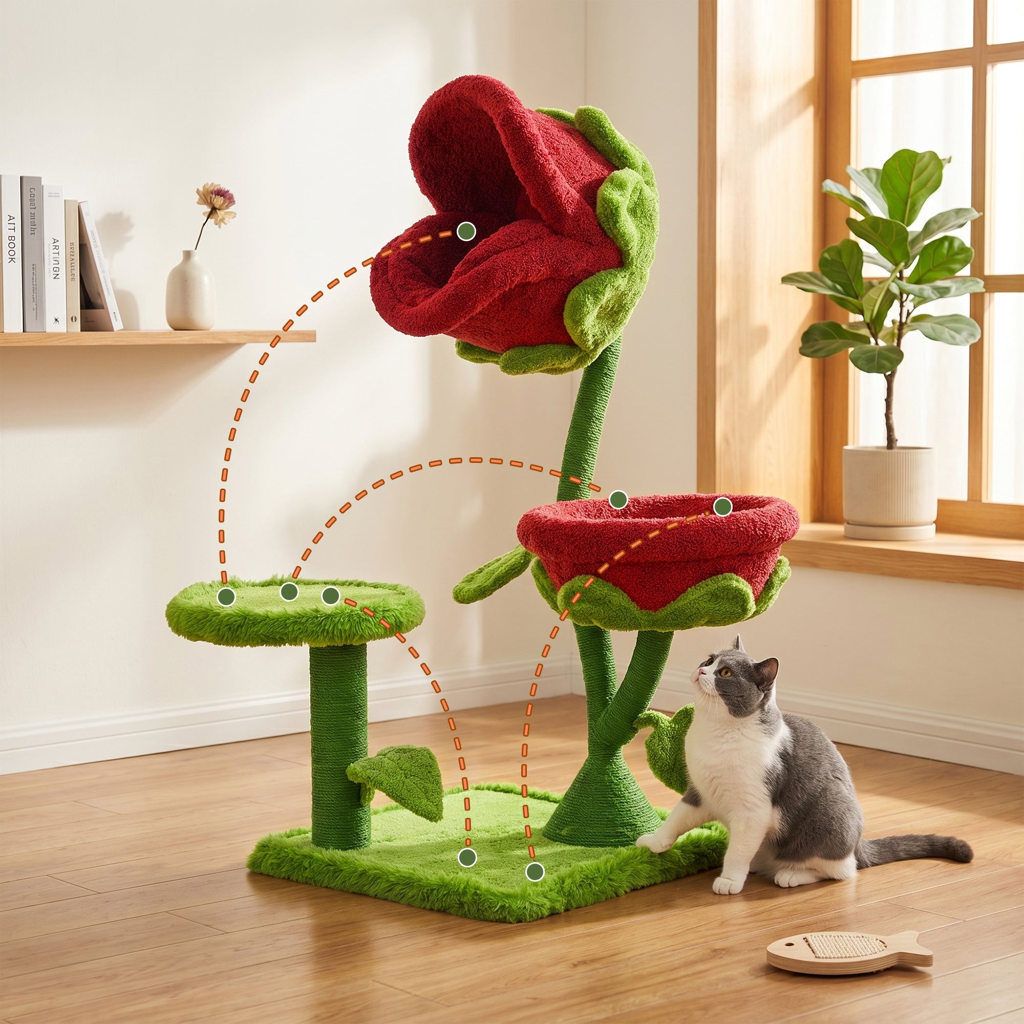 Happy & Polly 50.8'' Carnivorous Blossom Flower Cat Tree Max