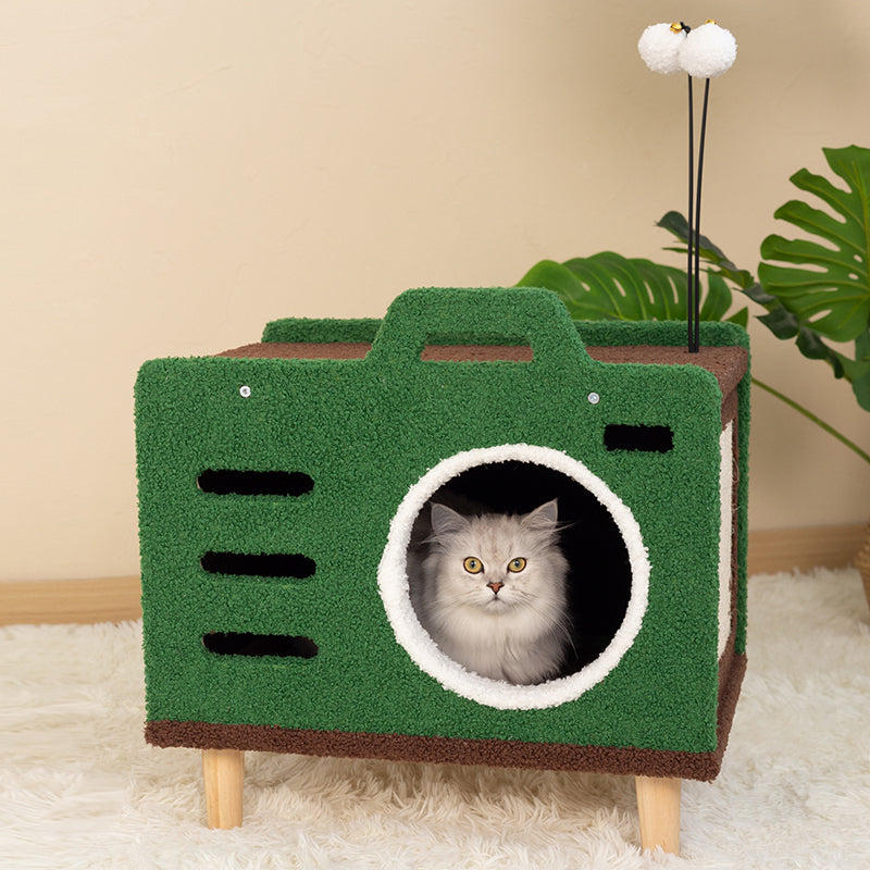 Cozy Green Radio Cat Bed