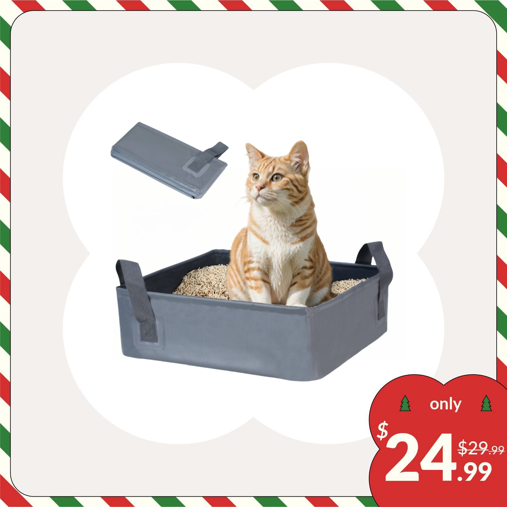 Portable Foldable Cat Litter Box – Perfect for Travel and Easy Cleanup Anywhere