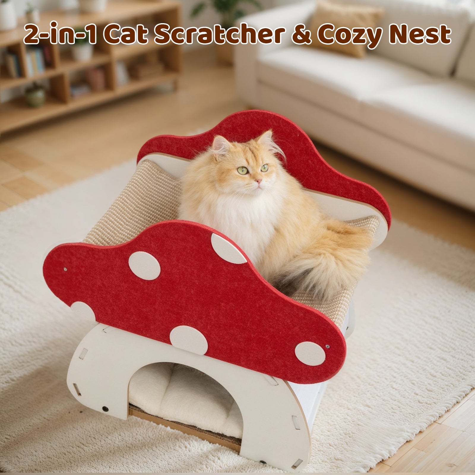 Mushroom Loft – Cat Bed &amp; Scratcher Combo