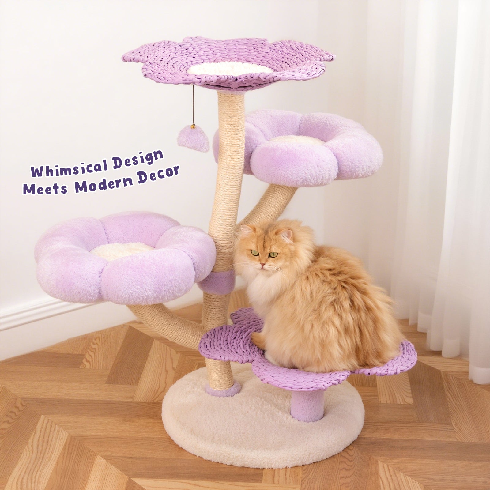 Purple Woven Flower Cat Tree – Happy & Polly