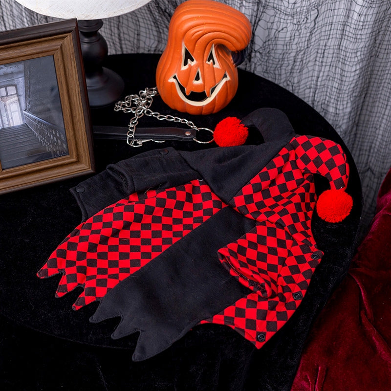 Red and Black Checkered Cat Clown Costume