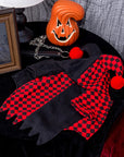 Red and Black Checkered Cat Clown Costume