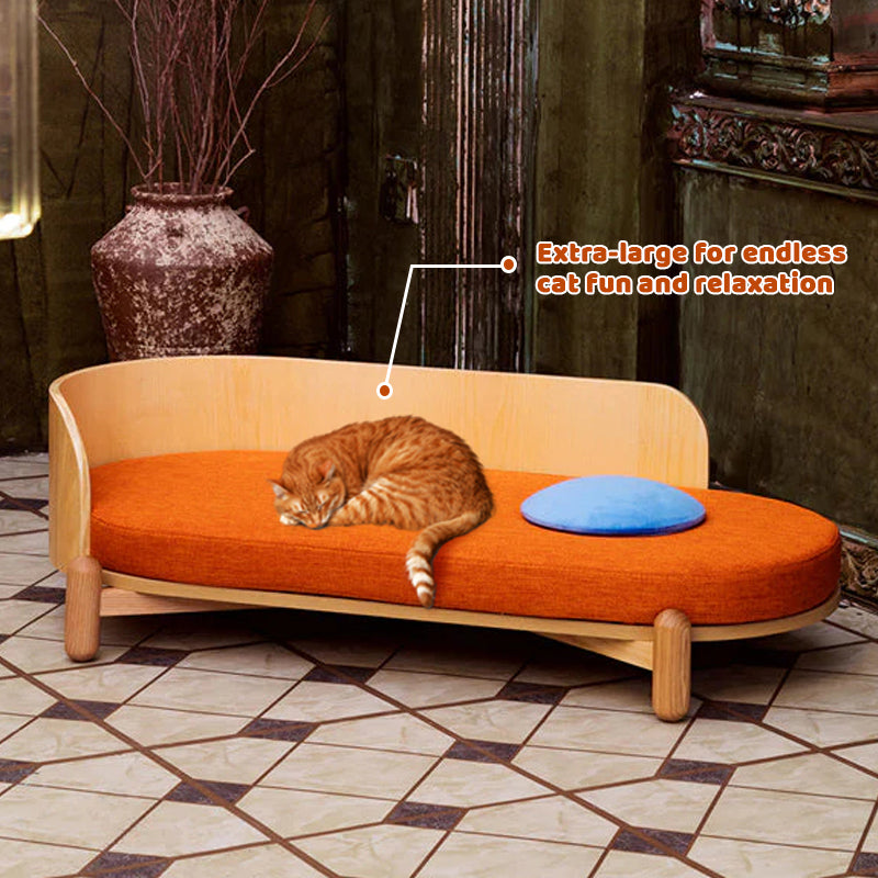 Wooden Sunset Cat Couch for Multiple Cats - Stylish Lounge &amp; Play