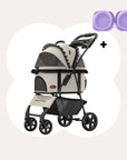 Foldable Pet Stroller with Detachable Carrier