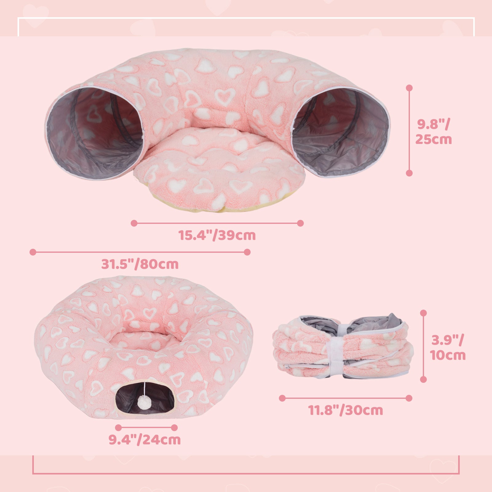 Sweetheart Snuggle Cat Tunnel Bed