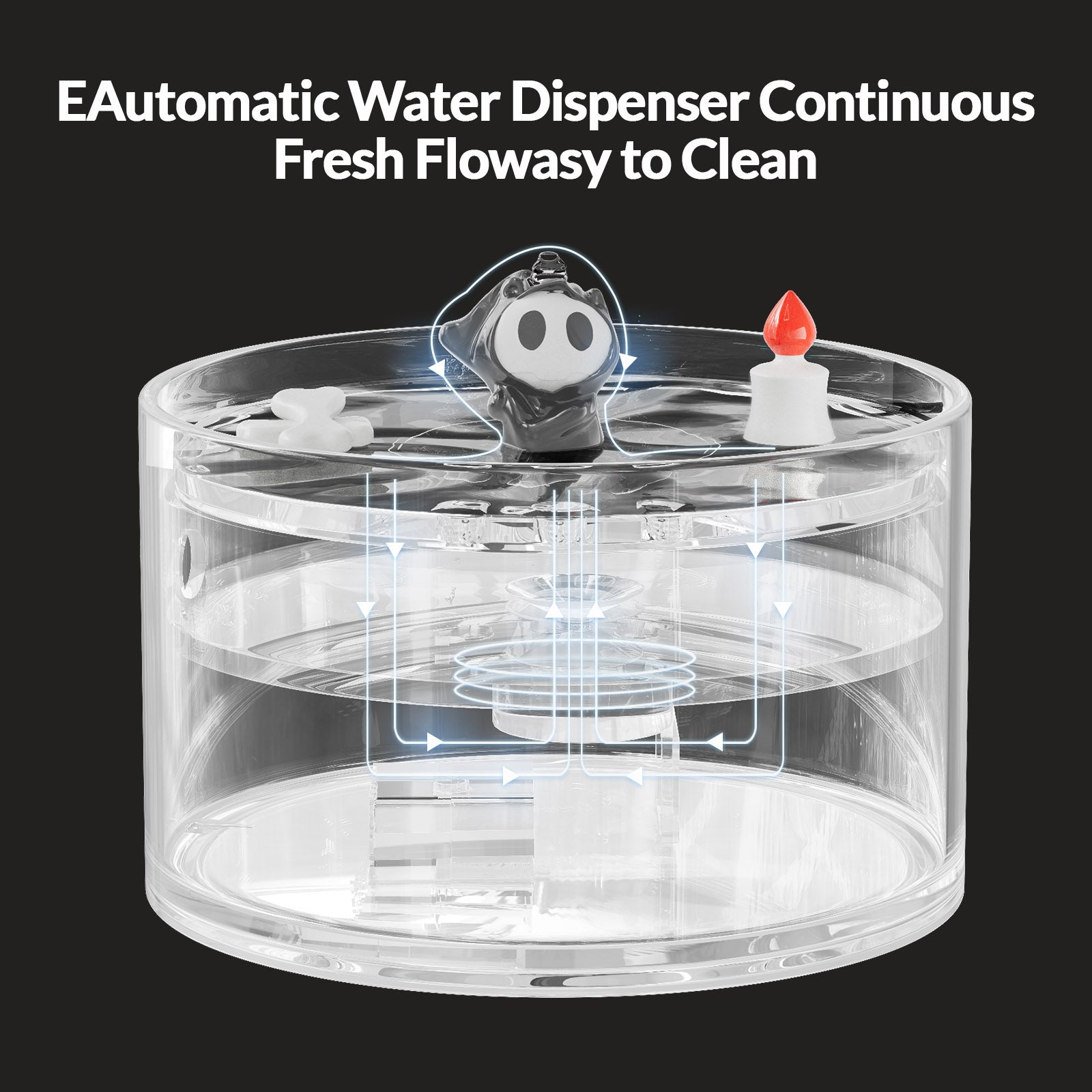 50oz/1.5L Devil Horn Ceramic Cat Water Fountain