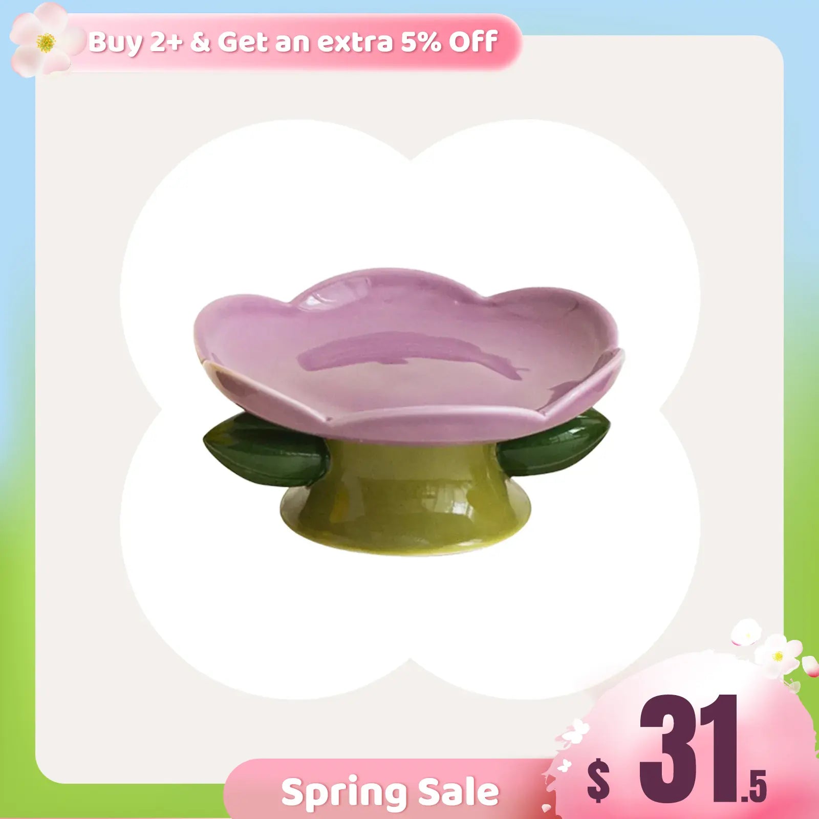 Flower Shape Cat Bowl