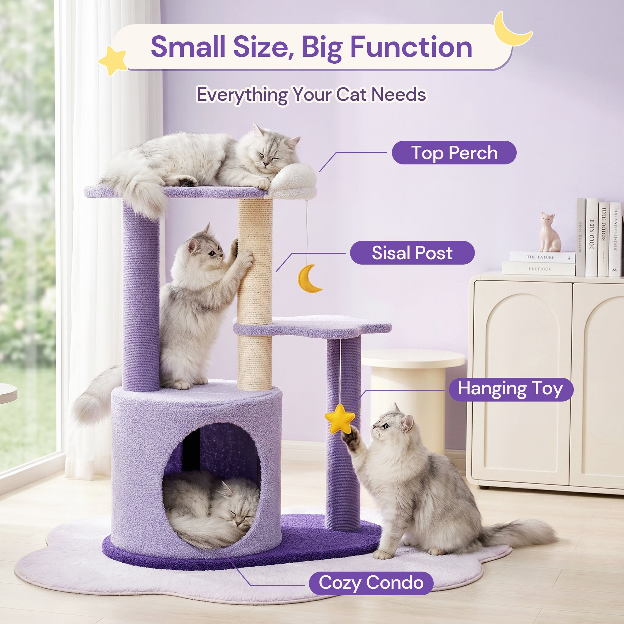 Moonlight Cottage Cat Tree small size big function