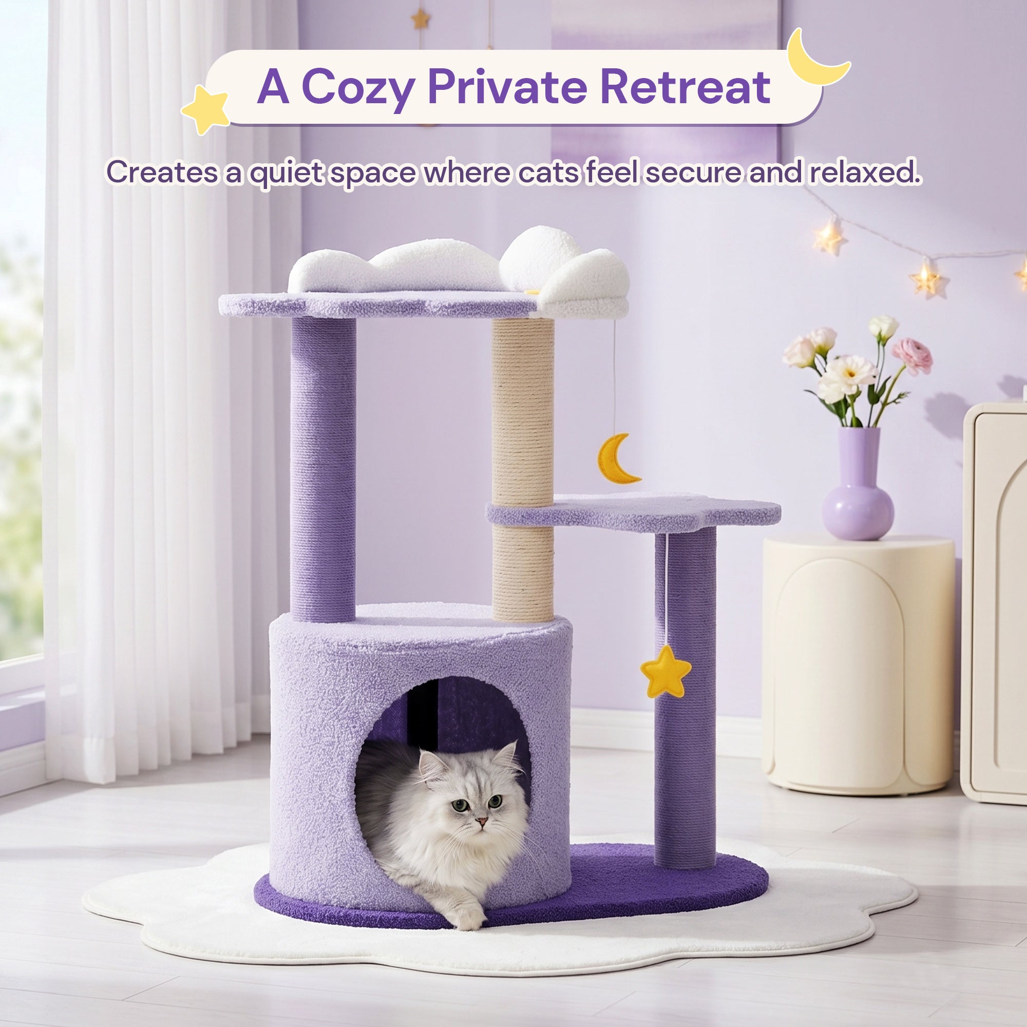 Moonlight Cottage Cat Tree cozy private retreat