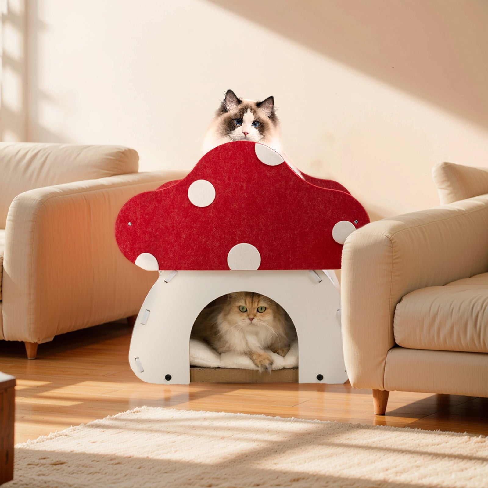 Mushroom Loft – Cat Bed &amp; Scratcher Combo