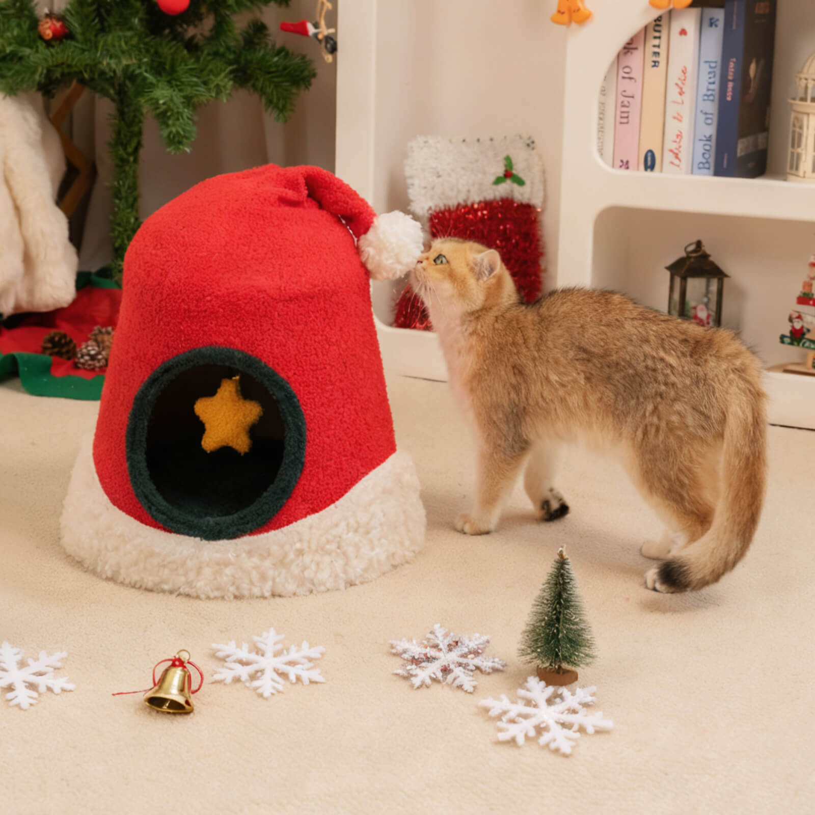 Christmas Santa Hat Cat Bed