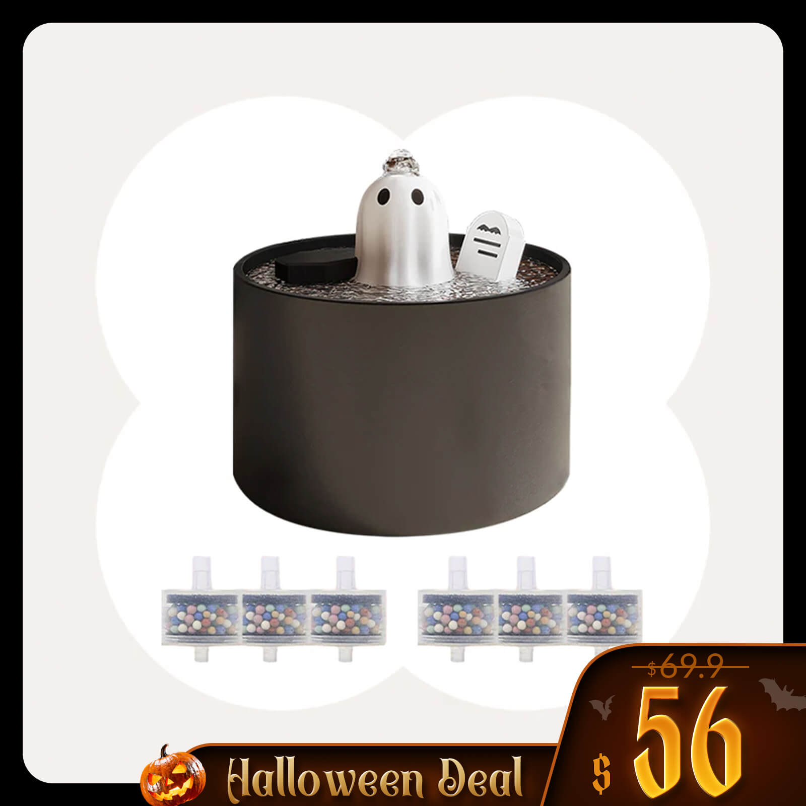 50oz/1.5L Ghost Drinking Fountain-Elevate Your Cat&#39;s Hydration