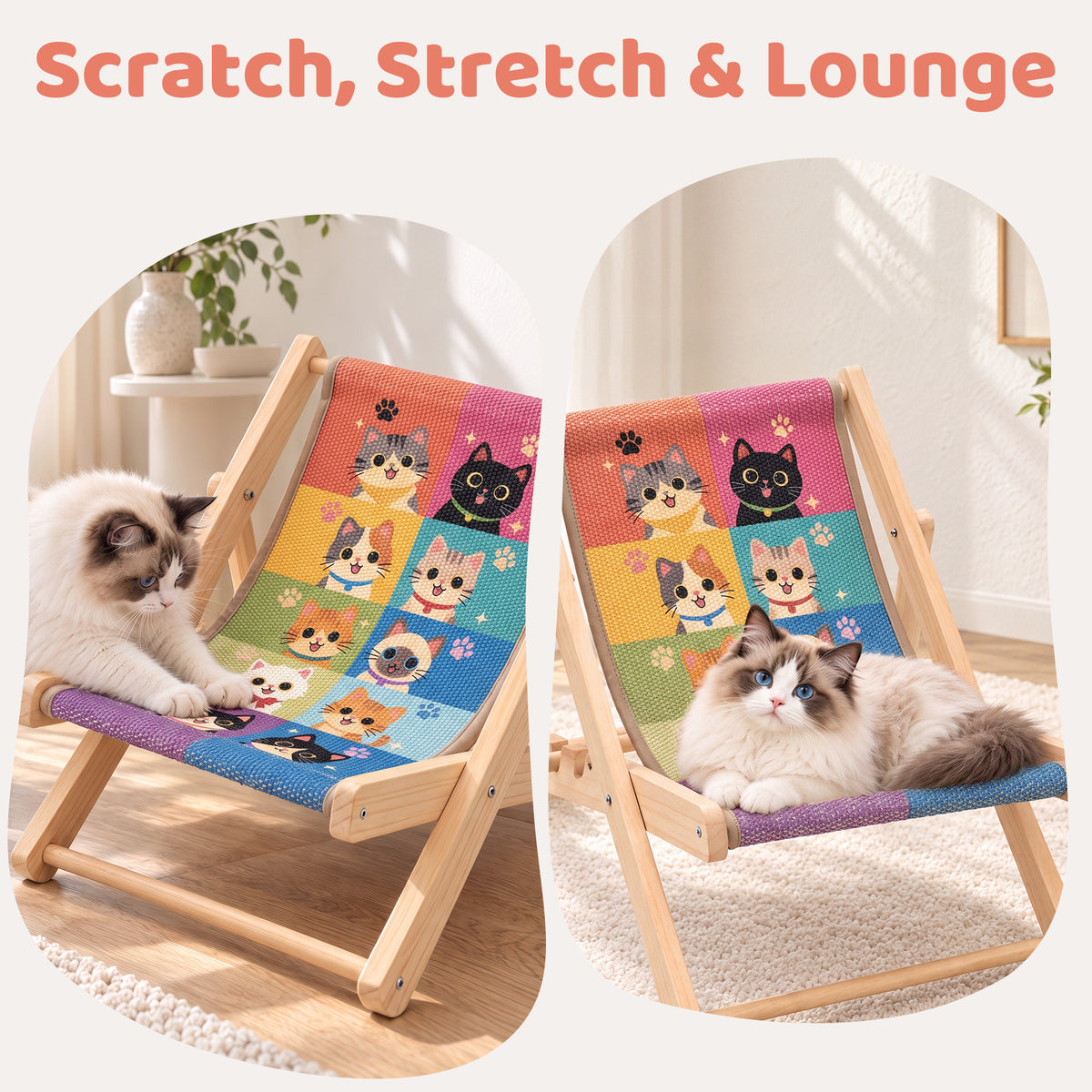 Foldable Cat Lounge Chair With Scratching Surface