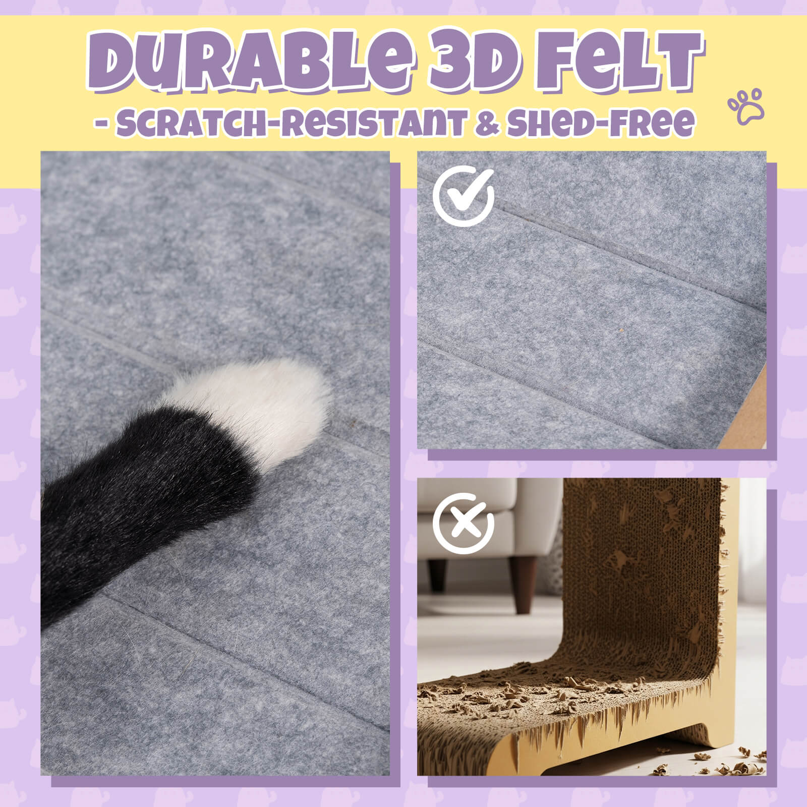 Modern Felt L-Shape Cat Scratcher
