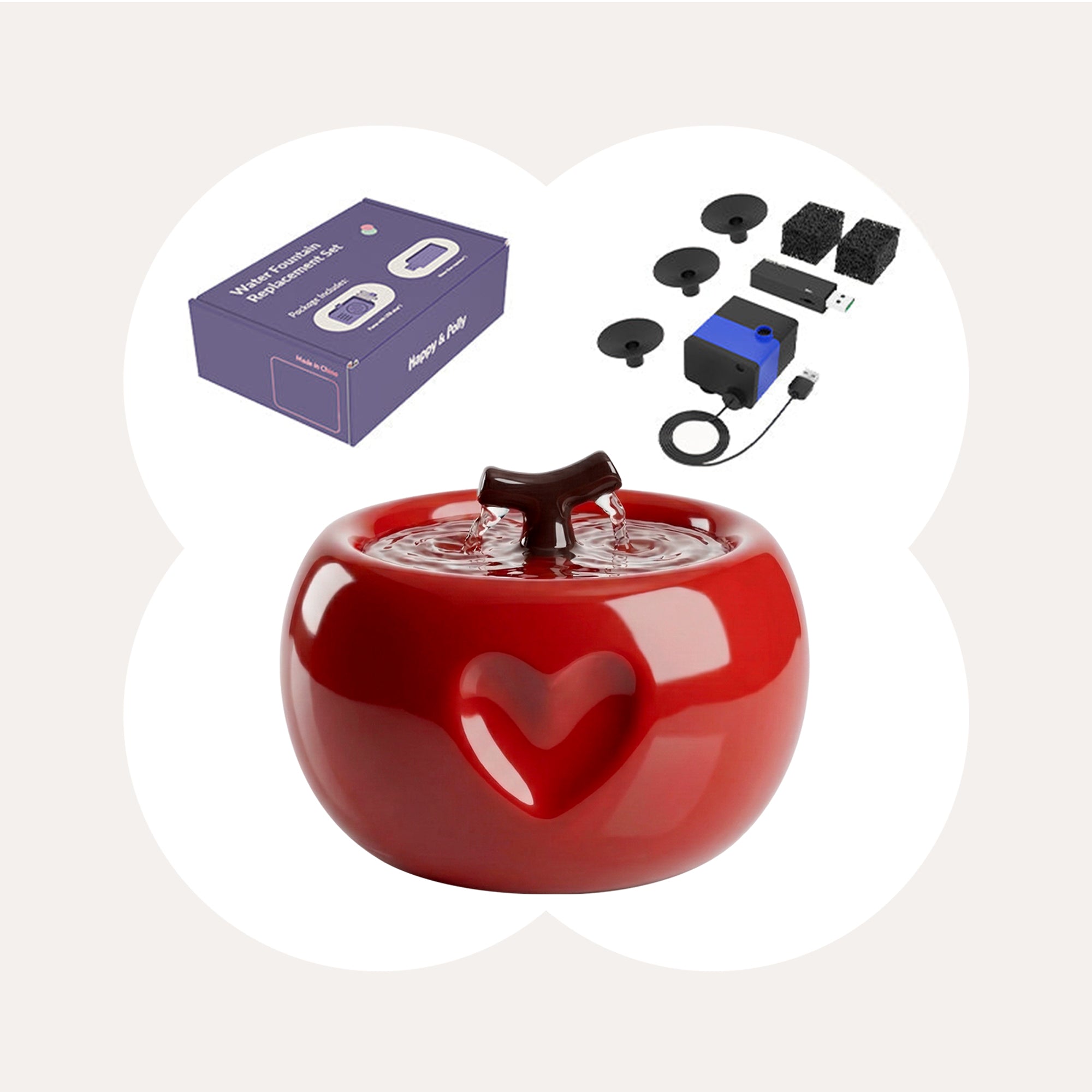 50oz Love Apple Cat Water Fountain