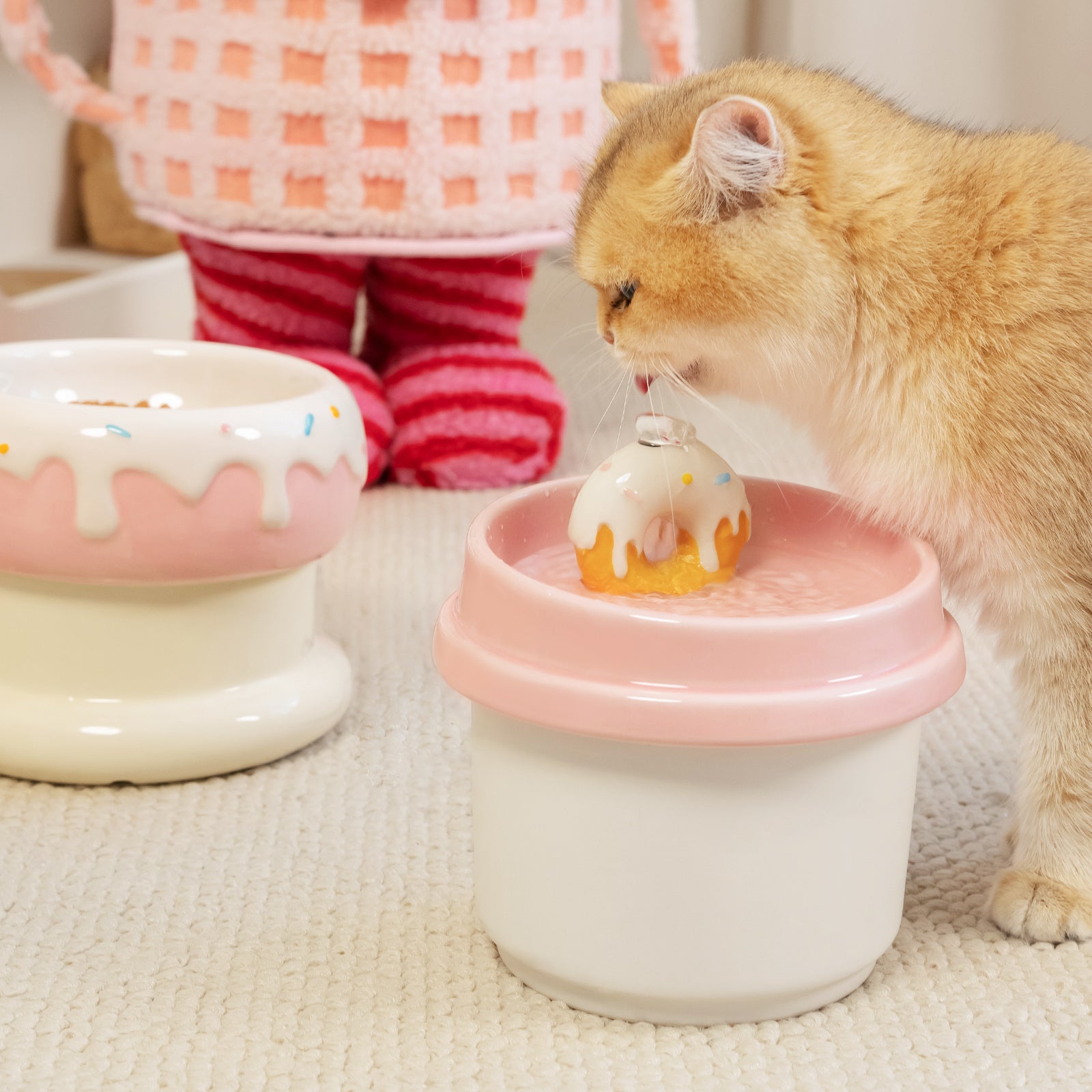 27oz Donut Style Cat Bowl Set