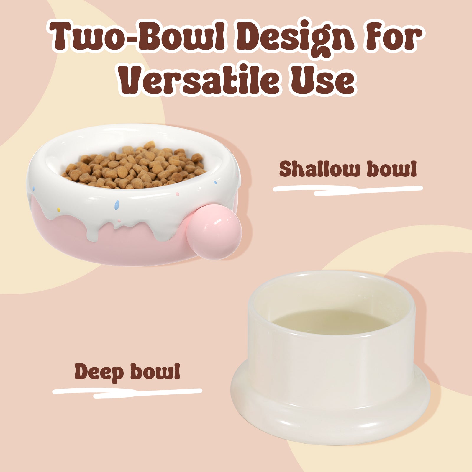 27oz Donut Style Cat Bowl Set – Happy & Polly