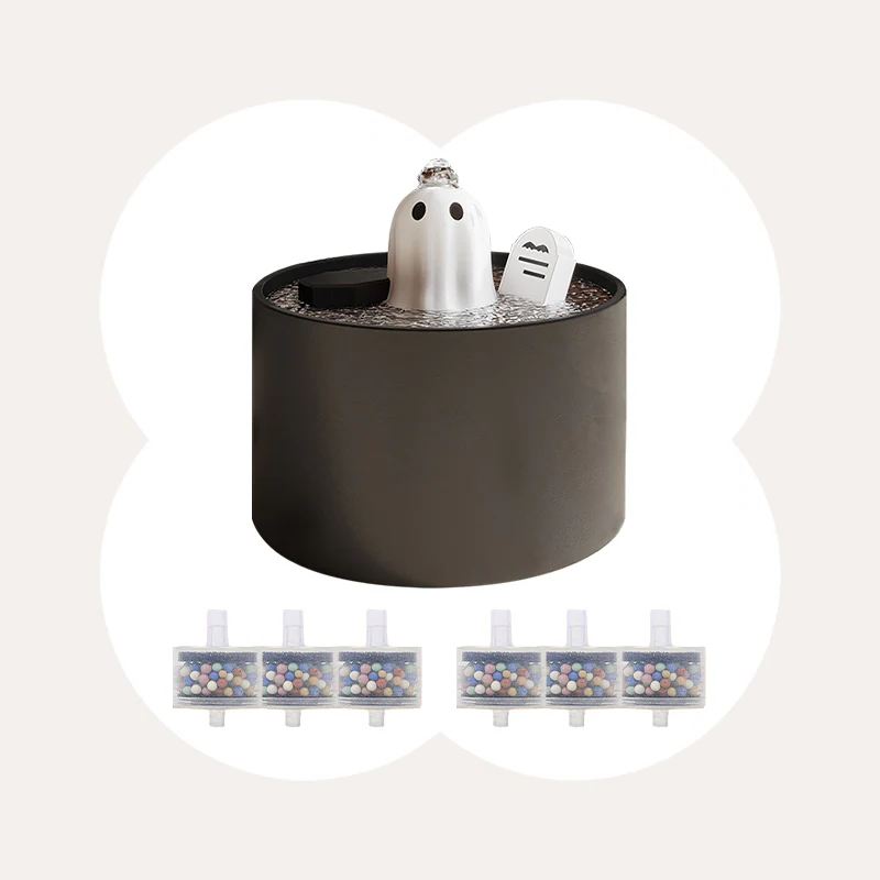 50oz / 1.5L Ceramic Ghost Cat Water Fountain