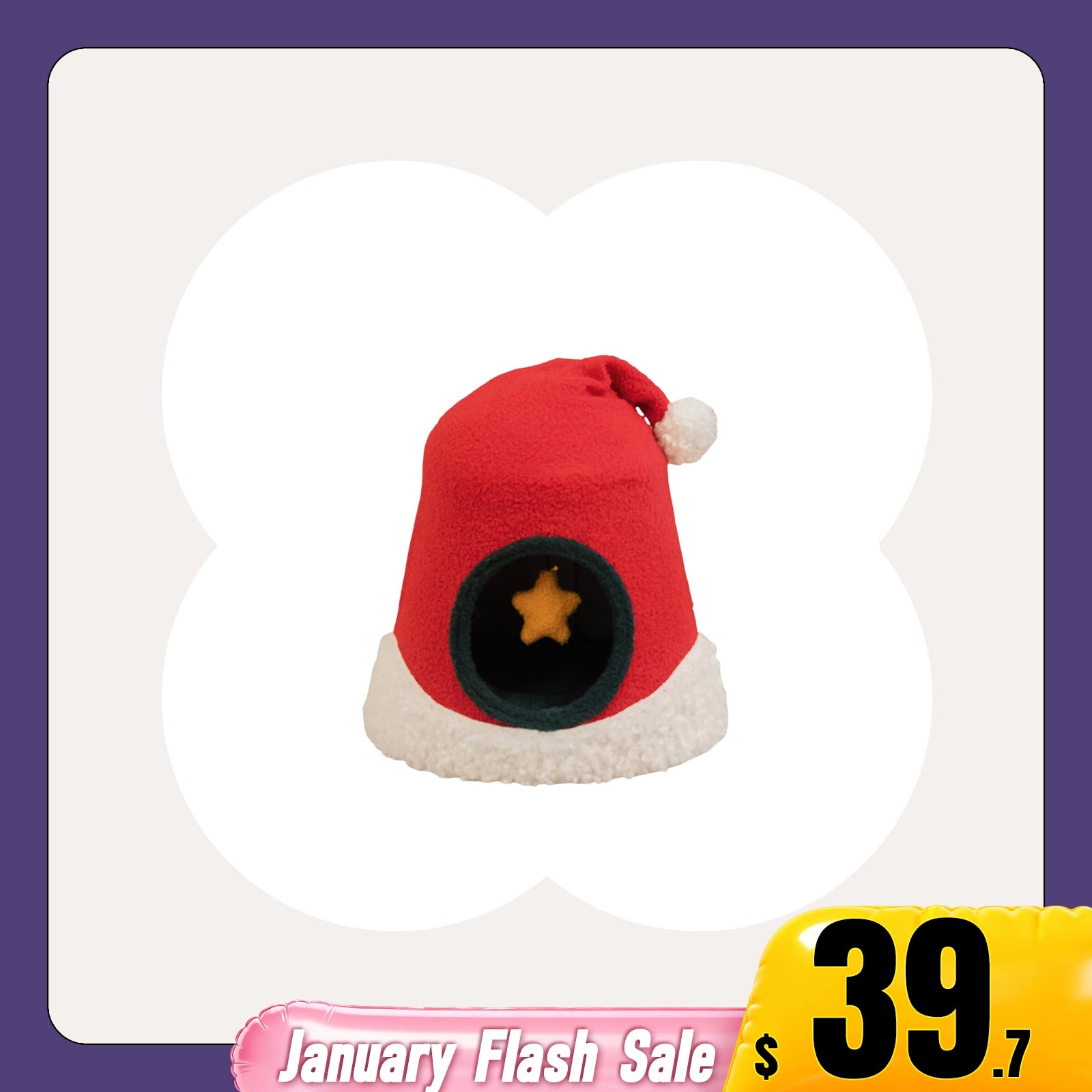 Christmas Santa Hat Cat Bed