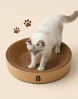 2-in-1 Round Kraft Paper Cat Scratcher Bed & Puzzle Toy