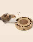 2-in-1 Round Kraft Paper Cat Scratcher Bed & Puzzle Toy