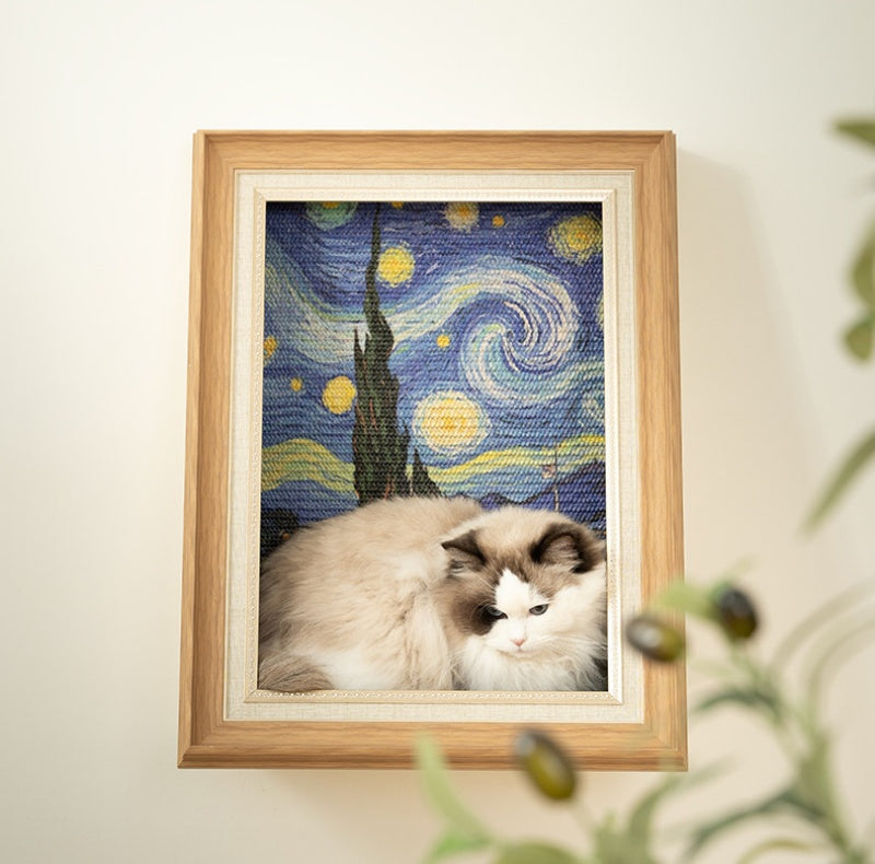 Wooden Art Cat Scratcher House